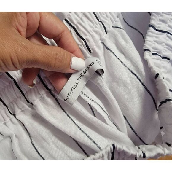 Strips Linen Wide-Leg High-Rise Pants S - Picture 8 of 9